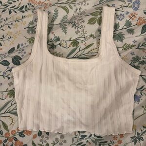 Aerie Ribbed Crop Tank Top — Cream — Y2K Basic — Size M/M